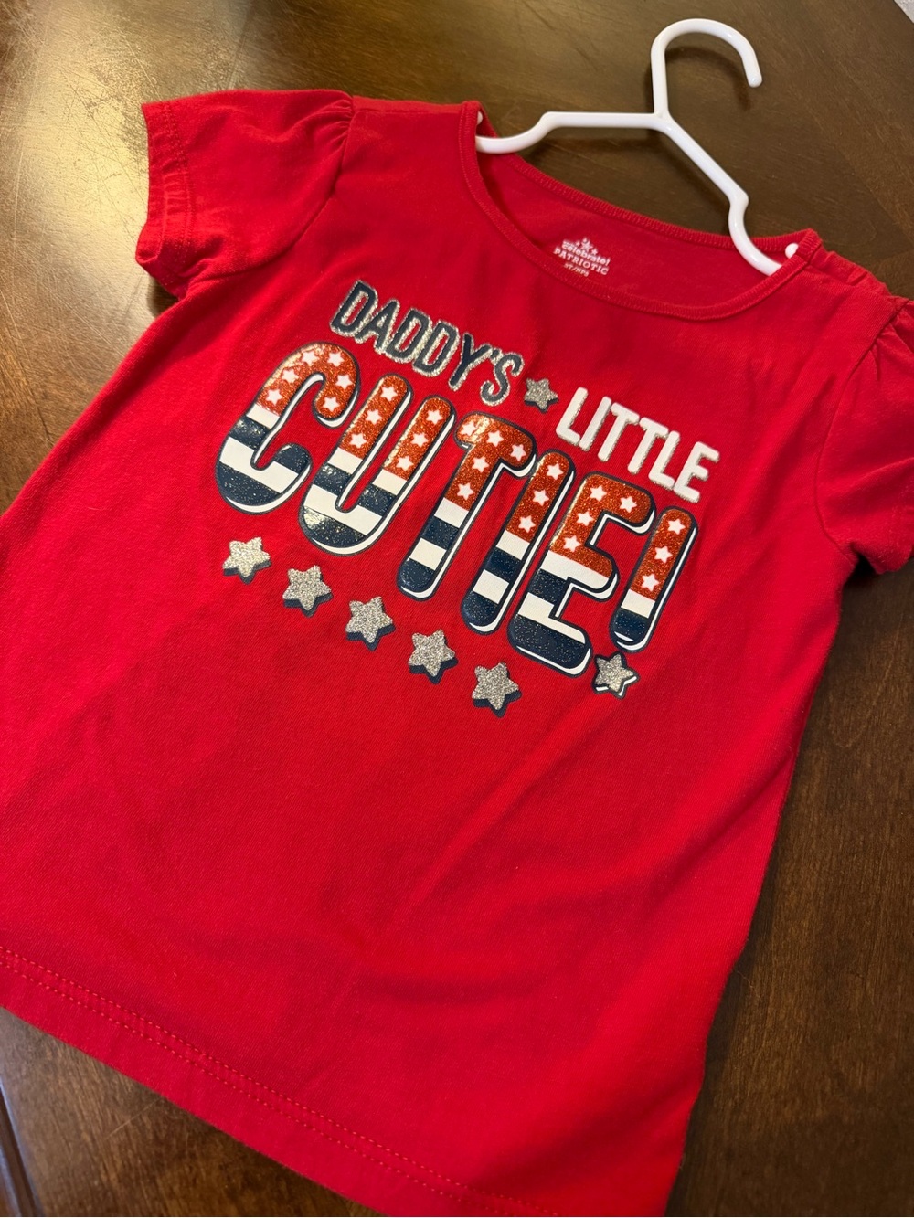 Daddy's Little Cutie Graphic Tee - Red Girls' Short Sleeve